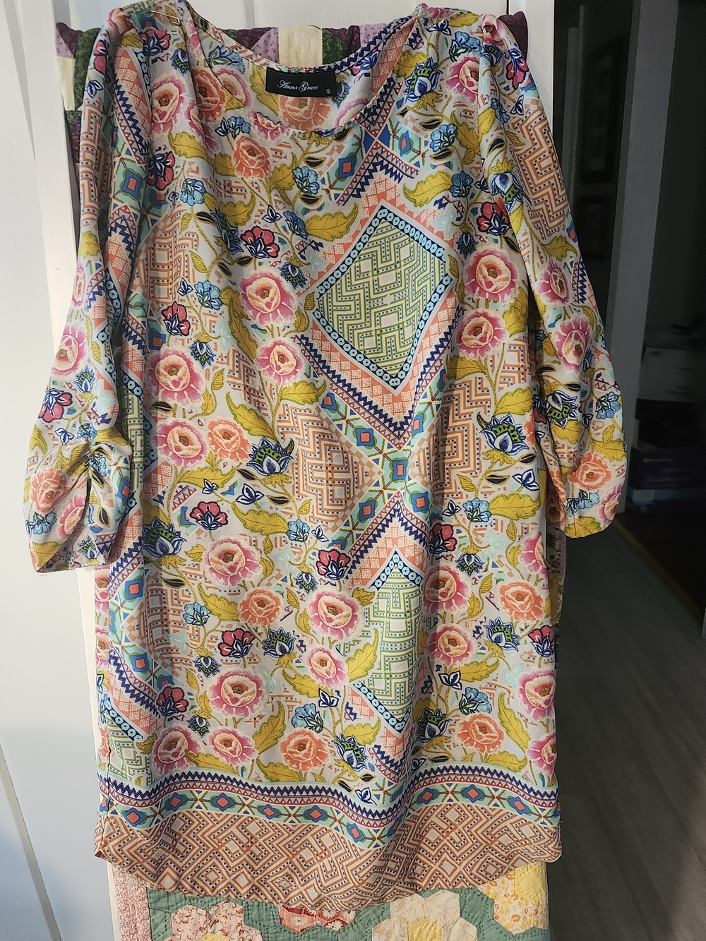 Sunset Bloom Floral Tunic Dress - Multicolor